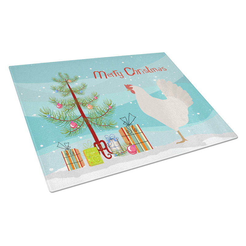 Caroline's Treasures Tempered Glass Leghorn Chicken Christmas Cutting Board