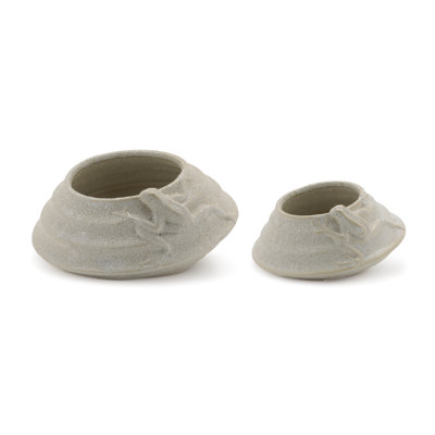 Round Porcelain Planter with Frog