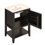 Meuble-lavabo de 20 po avec lavabo, armoire de salle de bain avec porte à fermeture douce, support de rangement et tablette ouverte, noir