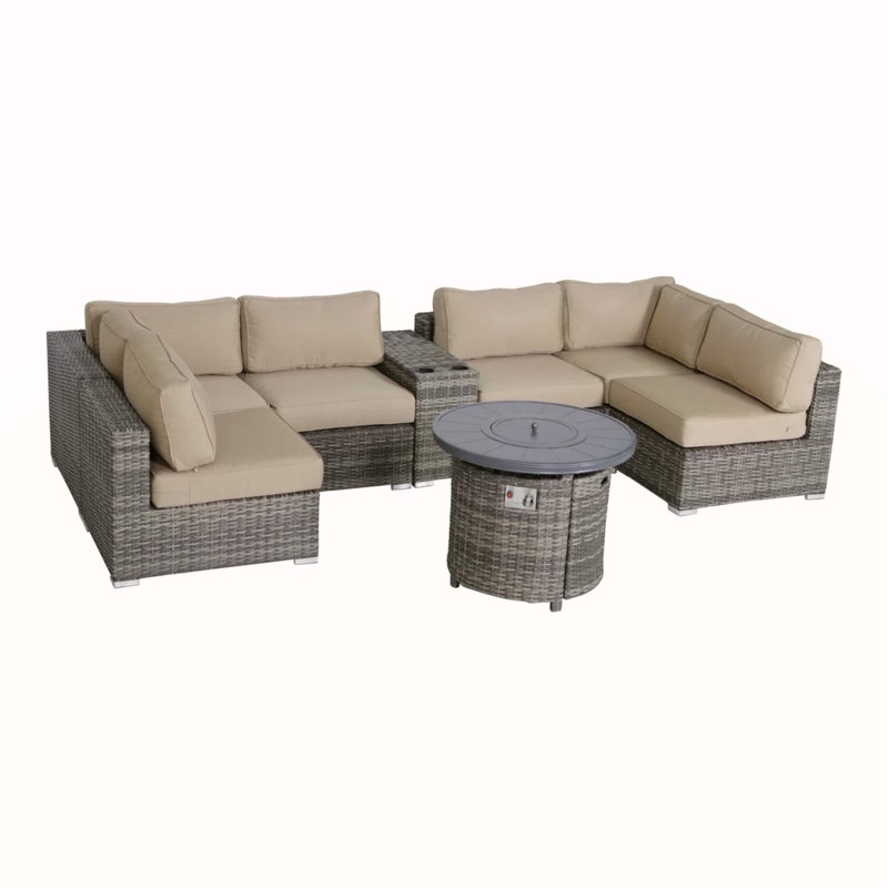 Ensemble modulaire de patio 8 pièces avec coussins durables entièrement assemblé