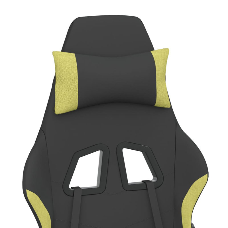 Gaming Chair with Footrest Fabric, Black/Light Green