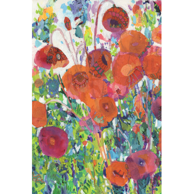 Vivid Poppy Collage I by Tara Funk Grim - Wrapped Canvas Painting