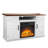 Farmhouse Fireplace TV Stand for TVs up to 55", Electric Fireplace Insert with 7-Level Flame Brightness, Remote Control & Storage Cabinets