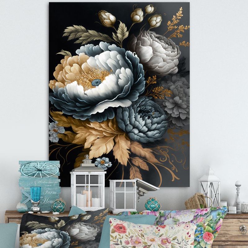 «Blue Blooming Bouquet I», impression sur toile, H 20 po x l 12 po x P 1 po, Toile tendue