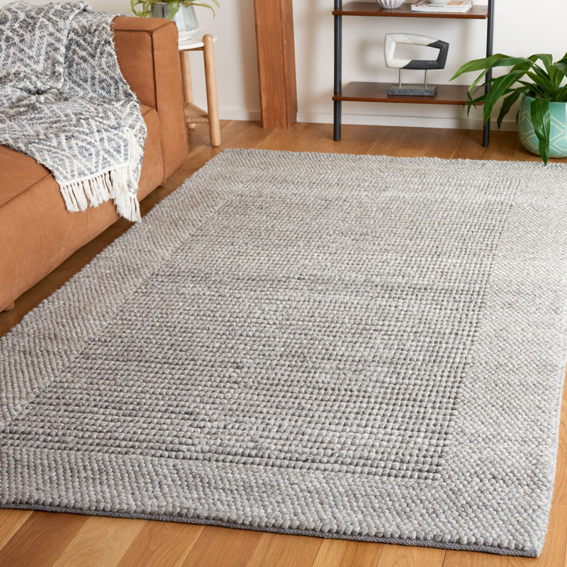 Natura Hand Woven Wool/Pet Wool/Cotton Solid Color Rug in Gray, Rectangle 5' x 8'