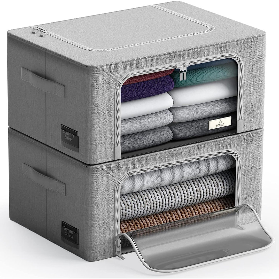 Sorbus Medium Storage Box Foldable with Window & Handles (Set of 2) Sorbus 