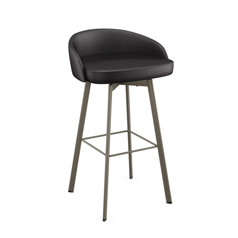 Tabouret de bar et de comptoir pivotant Bethanee, Gris, Tabouret de bar (siège d'une hauteur de 30 po), Noir