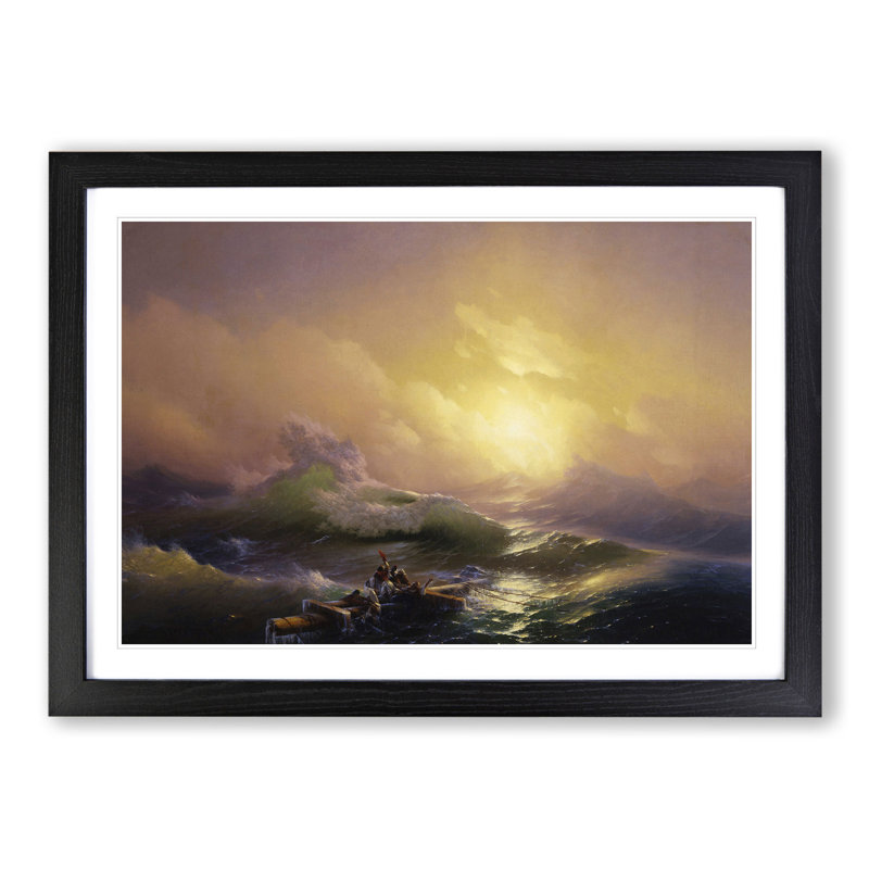 The Ninth Wave by Ivan Aivazovsky - Picture Frame Painting, 36cm H x 48cm W x 2cm D, Black Framed