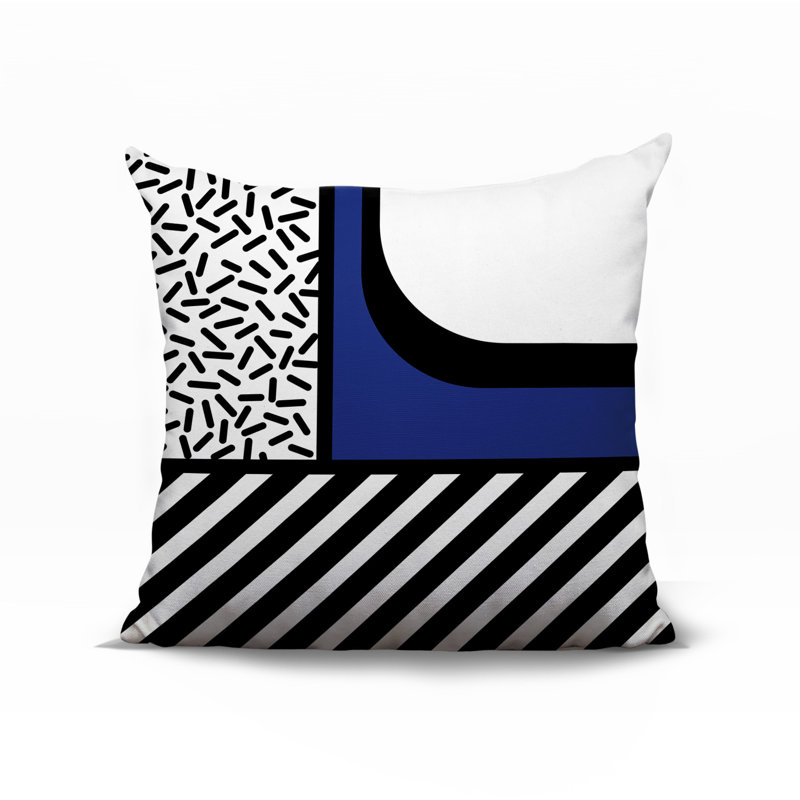 Oreiller carré réversible intérieur / extérieur Jazzo, Carré 16 po, Bleu marine