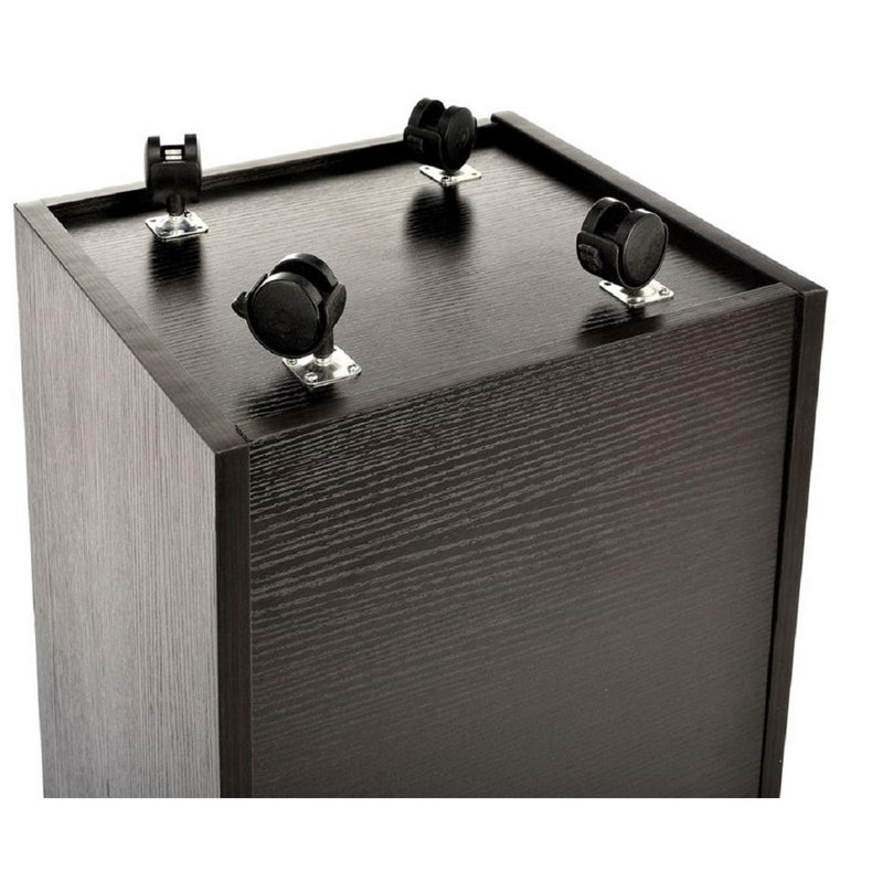 Black Mobile Wood Roll File Cabinet with 20 Slots