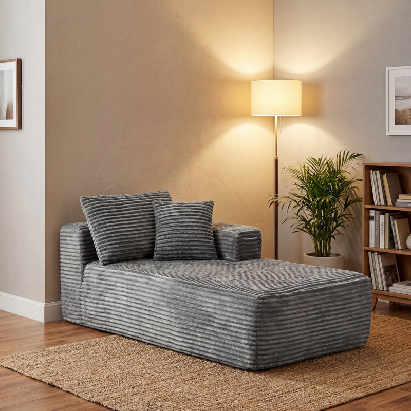 Canapé de 69 po de large avec accoudoir à gauche et assise profonde, Gris clair
