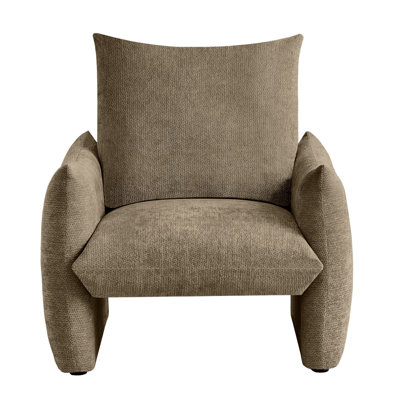 Modern Chenille Accent Chair, Oversized Comfy Armchair With High-Resilience Foam Cushion, Soft Upholstered Reading Chair For Living Room, Bedroom, Or Dorm (Brown)