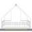 Full Wood House-Shaped Floor Bed With Fence, Guardrails,White-300308385-300308386