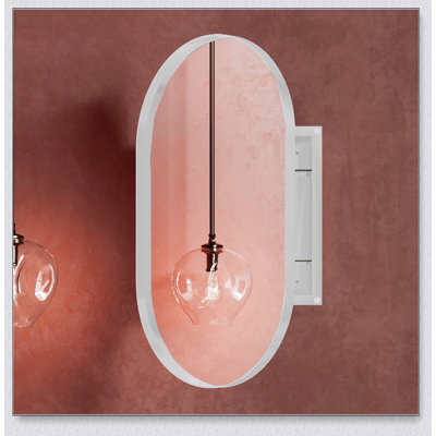 Pharmacie d'angle en métal 18 x 24 pouces avec miroir arqué, tablettes réglables et conception compacte pour les petites salles de bain