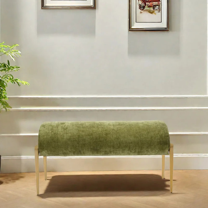 Banc en métal à rembourrage doux, H 18,11 po x l 39,37 po x P 16,54 po, Vert