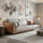 84" Elegant Faux Leather Sofa with Gray Cushions & Brown Frame,Modern Living Room Couch(3-Seat)-1509971183