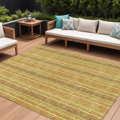 Tapis intérieur lavable rayé doré 9 pi x 12 pi