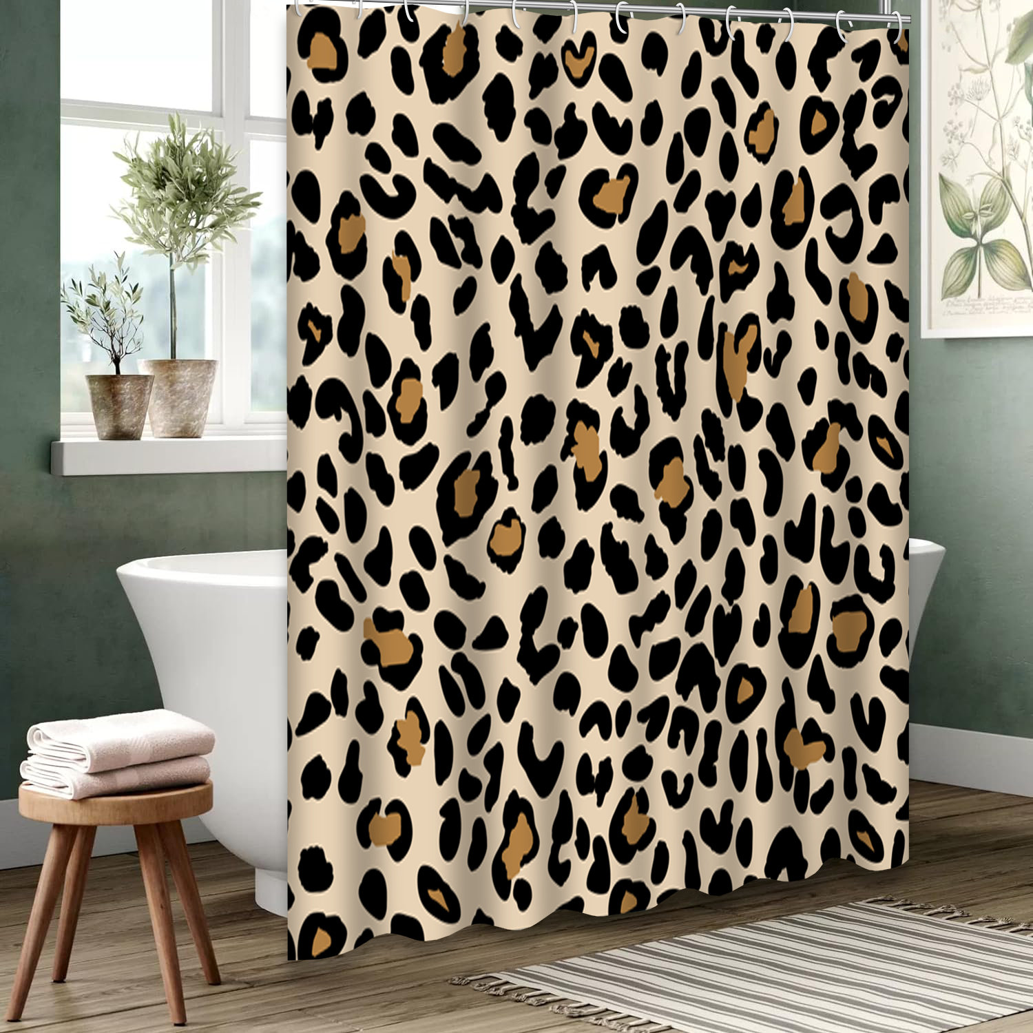 East Urban Home Brown Leopard Gradient Shower Curtain, 72x72 in, 12 ...