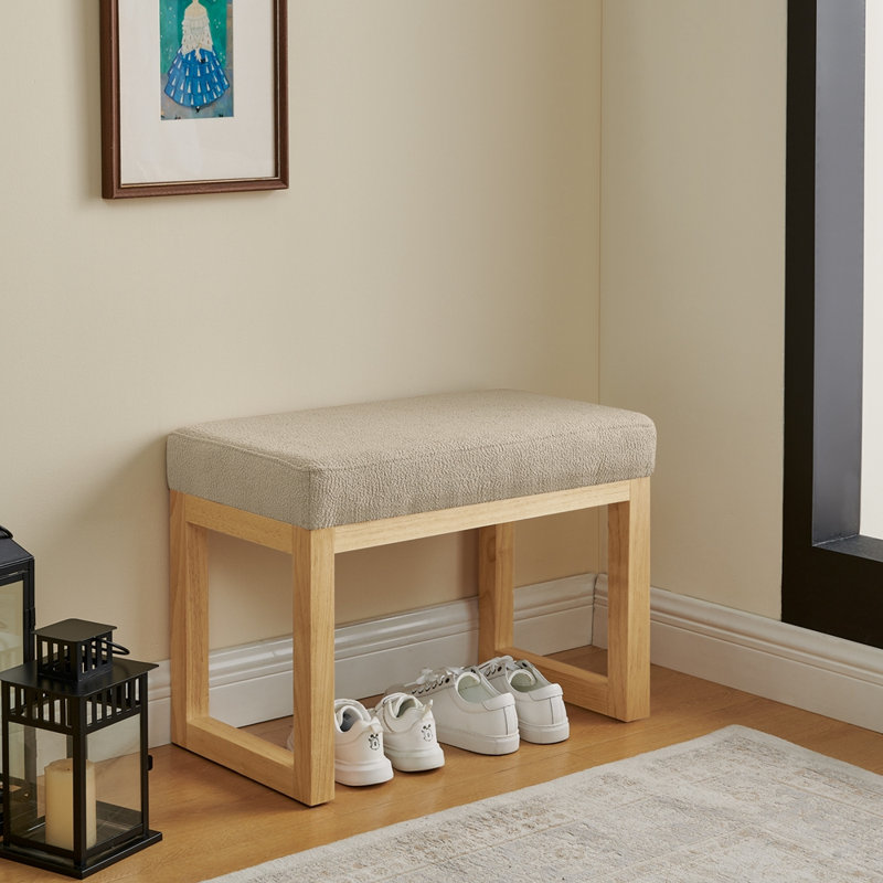 Banc de rangement moderne pour chaussures en bois massif avec assise moelleuse, Brun