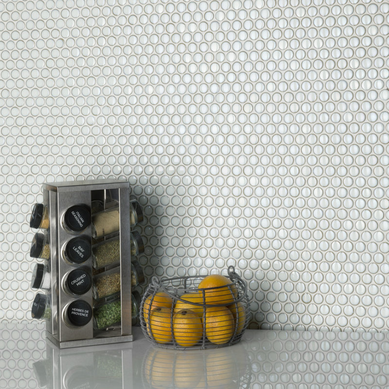 Hudson Penny Round .80" x .80" Porcelain Penny Round Mosaic Wall & Floor Tile, Snowcap White