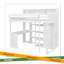 Lit mezzanine avec plusieurs tablettes de rangement et garde-robe-114247025