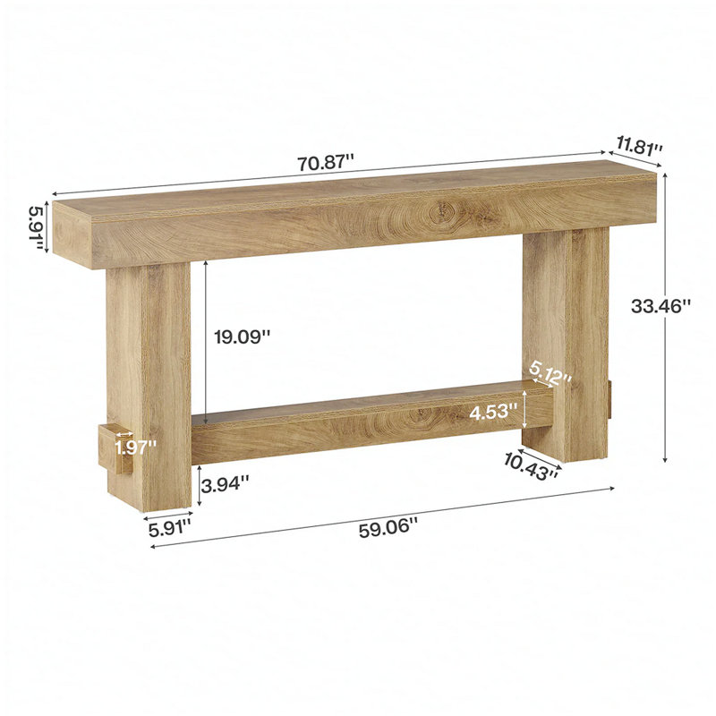 Table de salle à manger de style campagne moderne, console avec charme rustique et surface spacieuse pour une décoration polyvalente