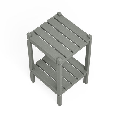 26" Height Outdoor 2-Tier Side Table: HDPE & Weatherproof