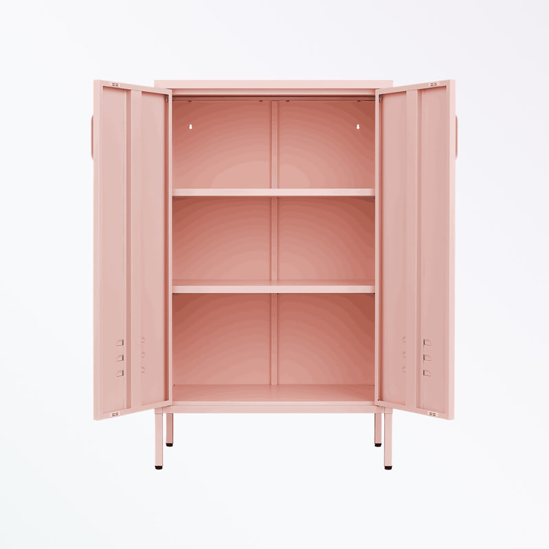 Armoire de rangement à 2 tablettes de 25,59 po de large Raciel, Rose