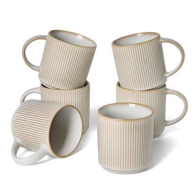 6 Pieces Stoneware 16oz Mug Set (Set of 6)