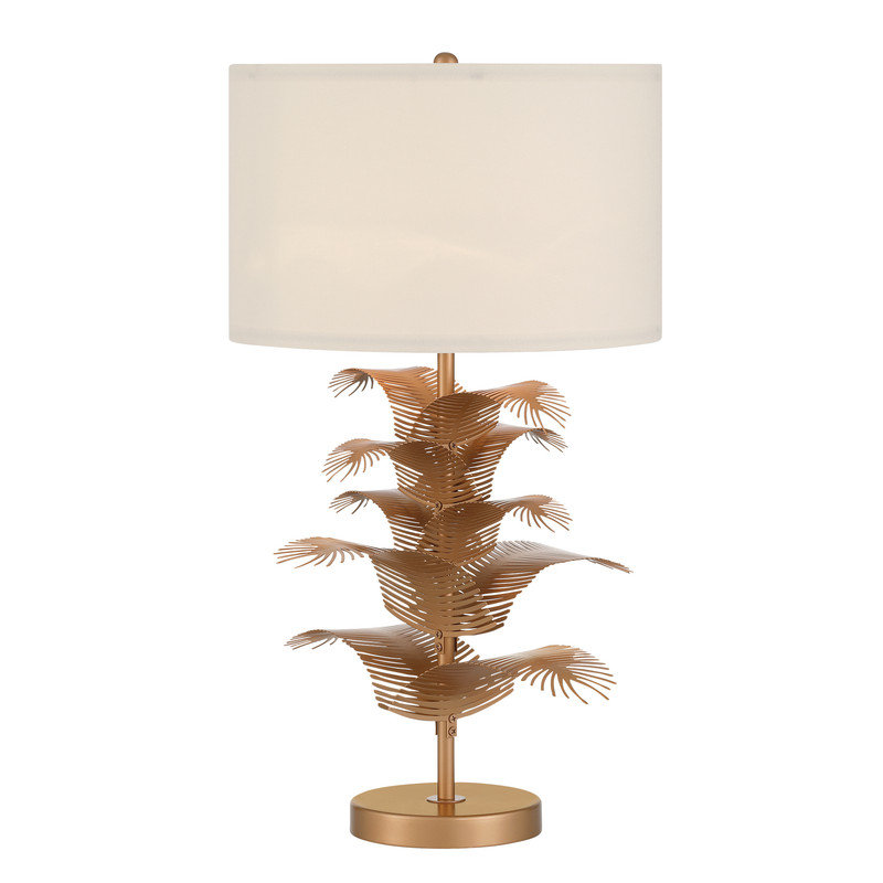 60cm Metal Table Lamp with Linen Shade, Brass