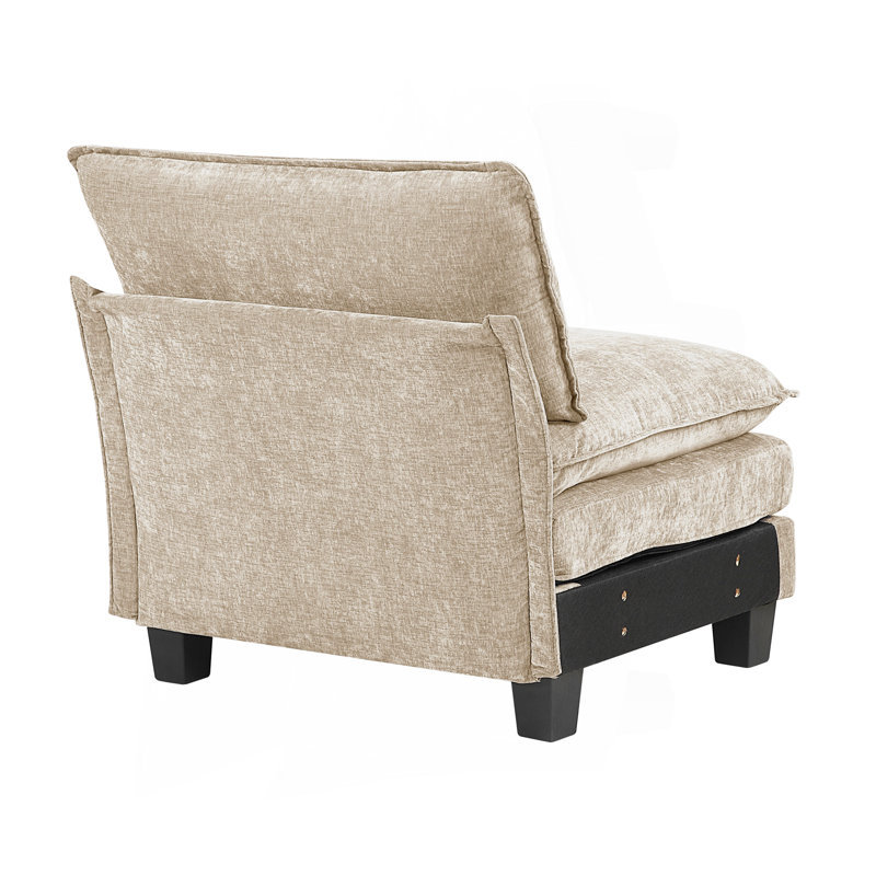Moderne contemporain 4 pièces modulaire moelleux confort moelleux en chenille taupe, mobilier de salon en contreplaqué durable