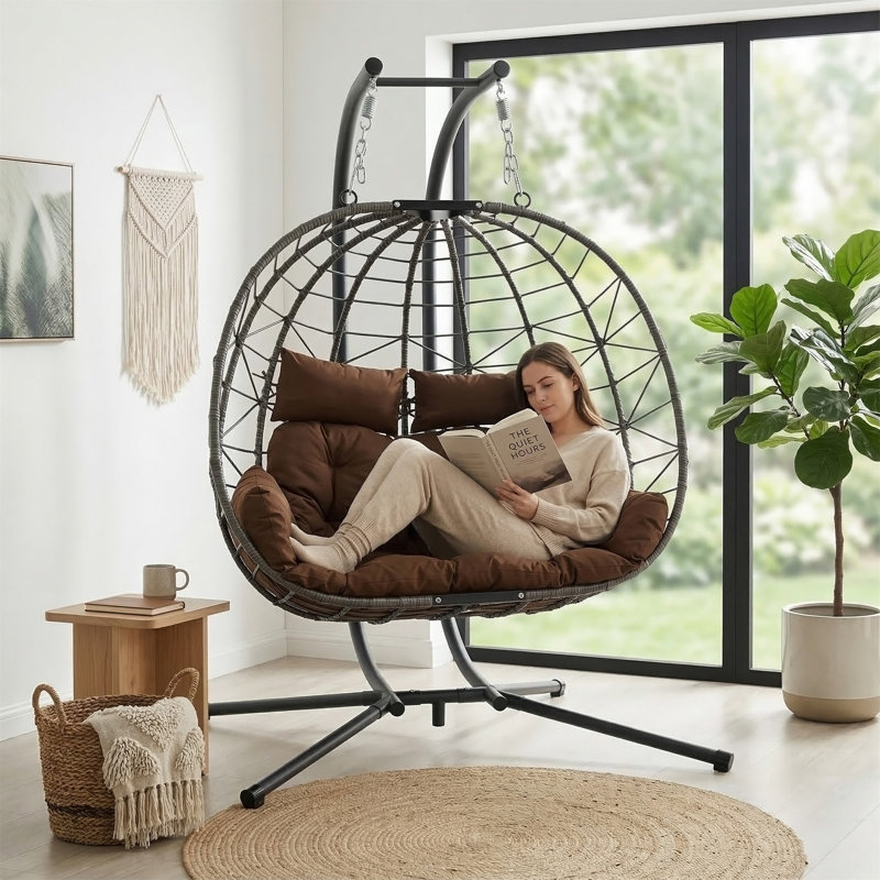 Fauteuil double suspendu avec support