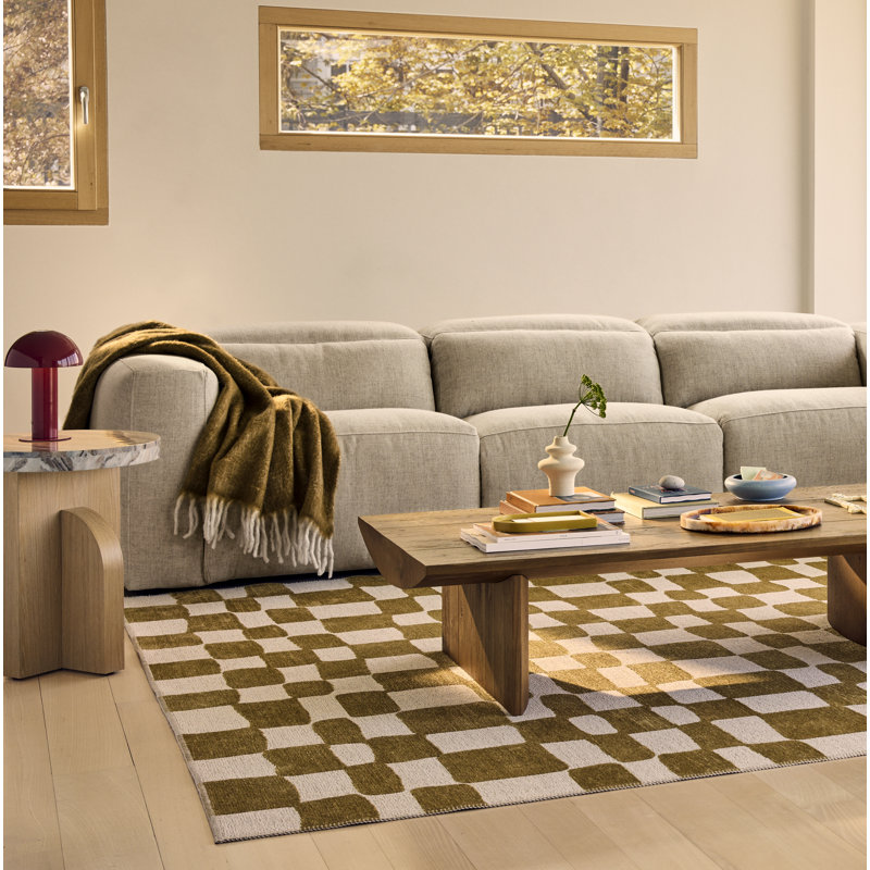Morris Hand Woven Throw Blanket, Yellow/Beige