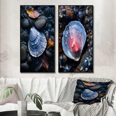 " Grey Clam Dappled Depths " 2 - Pieces