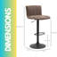 Baldinelli Brown Swivel Adjustable Height 2 Bar Stools, Kitchen Chair, Vegan Leather