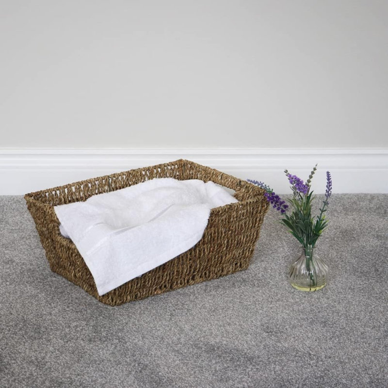 MantraRaj Seagrass Storage Basket Shelf Storage Hand Woven Display Hampers Basket With Handles