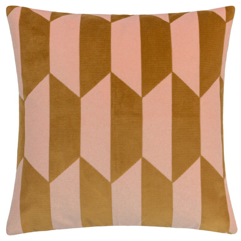 Kalho Geometric Square Cushion, Pink/Ochre