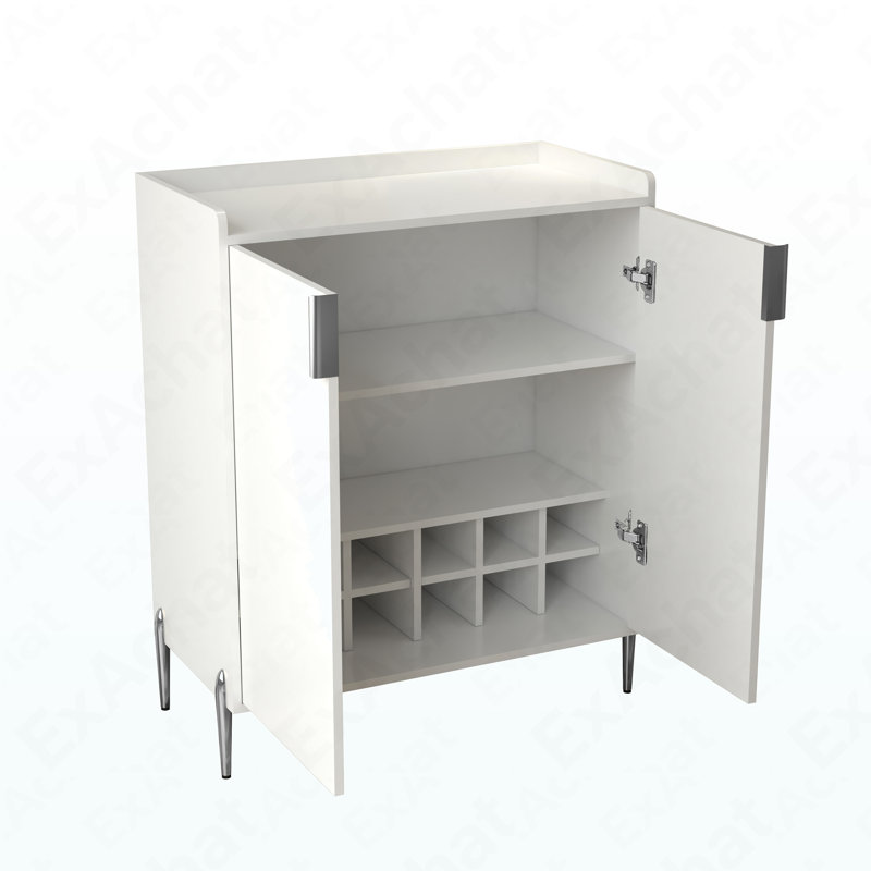 Bar à vin moderne à 2 portes avec tablettes réglables et charnières à fermeture douce