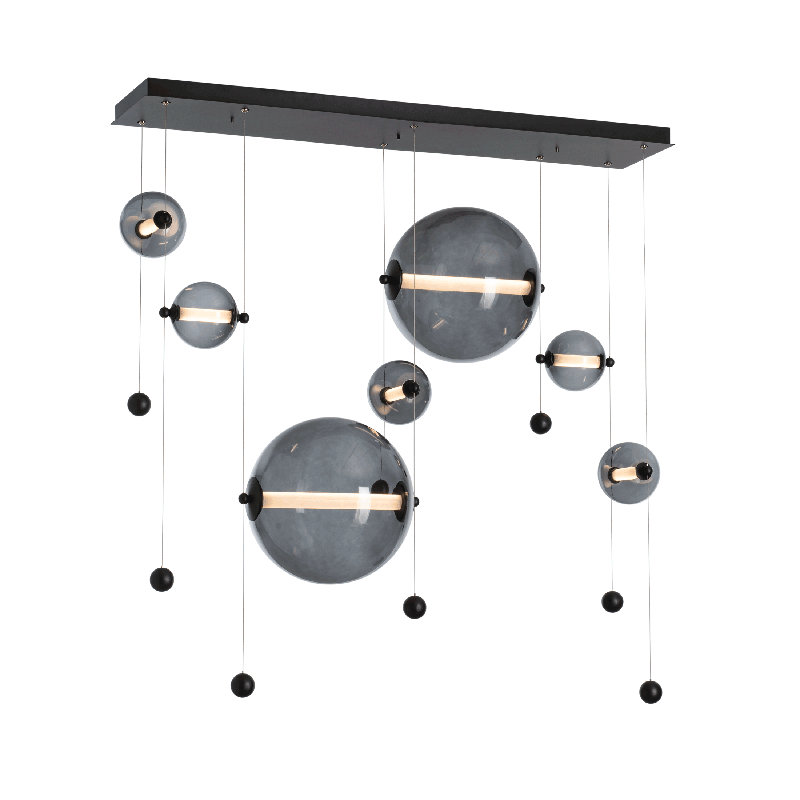 Abacus 7 - Light Cluster Globe LED Pendant, Cool Gray, Black