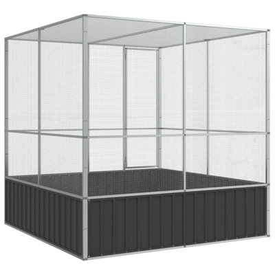 vidaXL Aviary Silver Galvanized steel Large Locks Aviary Rectangular