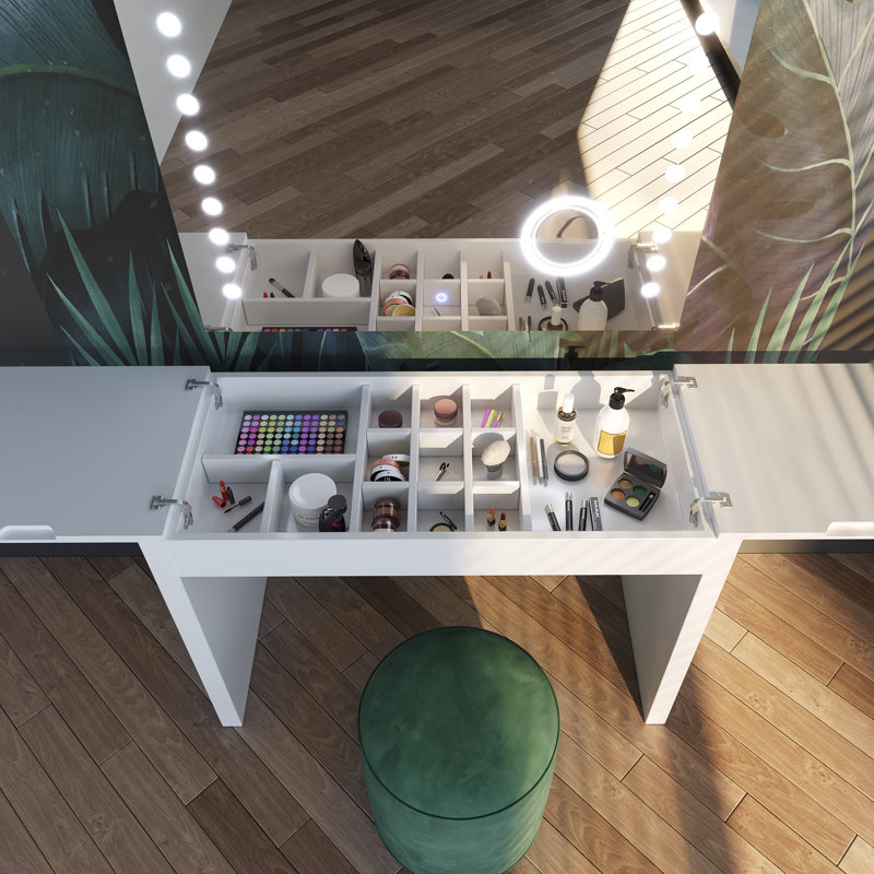 Ensemble coiffeuse avec tabouret et miroir Akasha