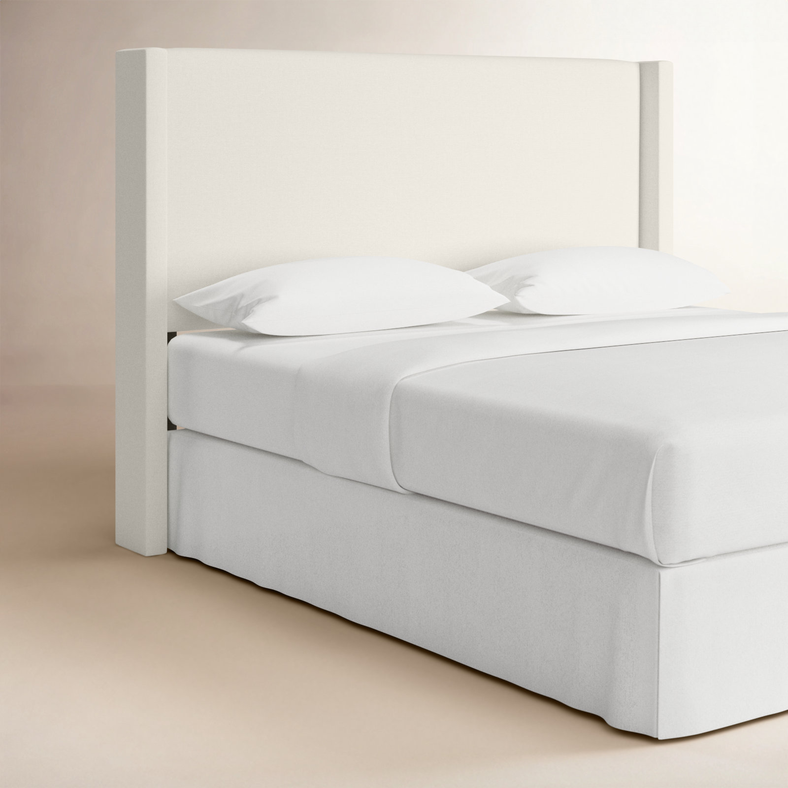 Hanson Upholstered Headboard, California King, Zuma White Textured Linen
