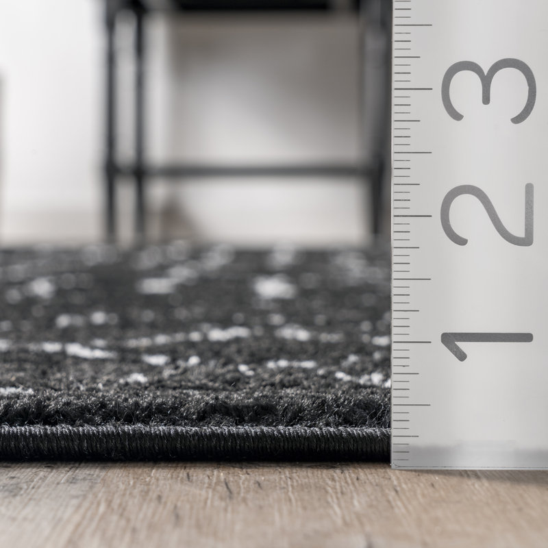 Cantin Moroccan Performance Black/White Rug, Rectangle 6'7" x 9'