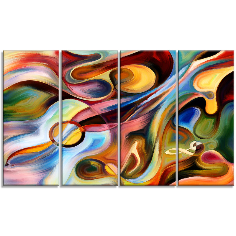 Ensemble de 4 impressions sur toile tendue, "musique au-delà des cadres musique abstract"