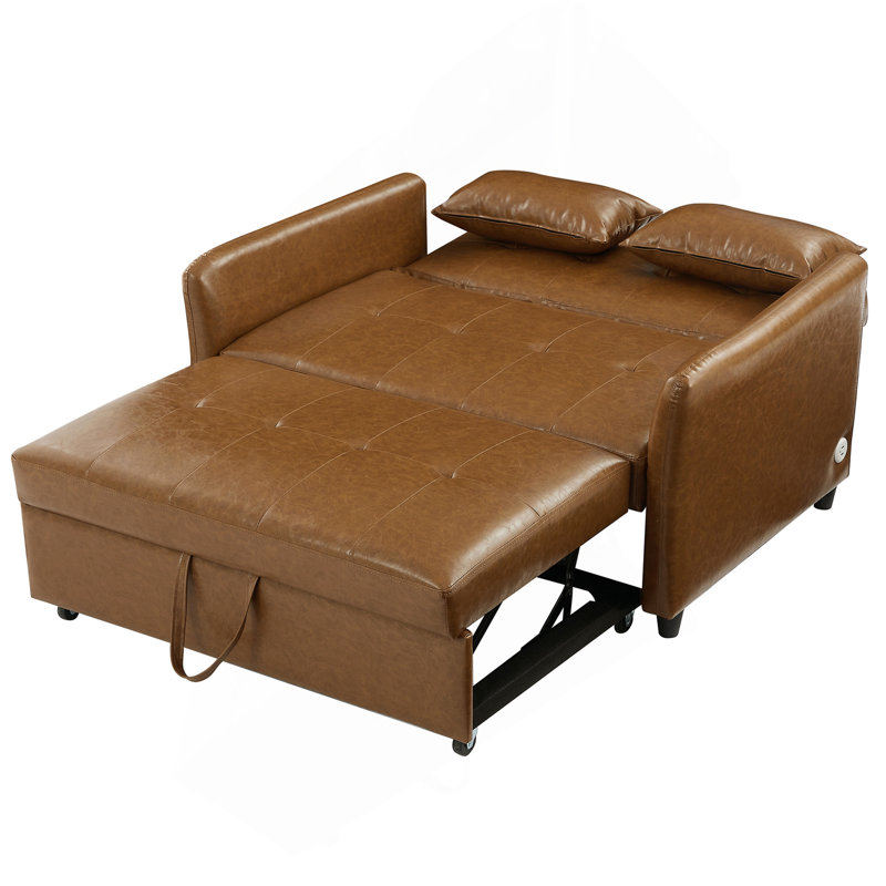 Orisfur. Fauteuil convertible 51,57 po avec accoudoirs surdimensionnés réglables avec trois ports USB pour les petits espaces