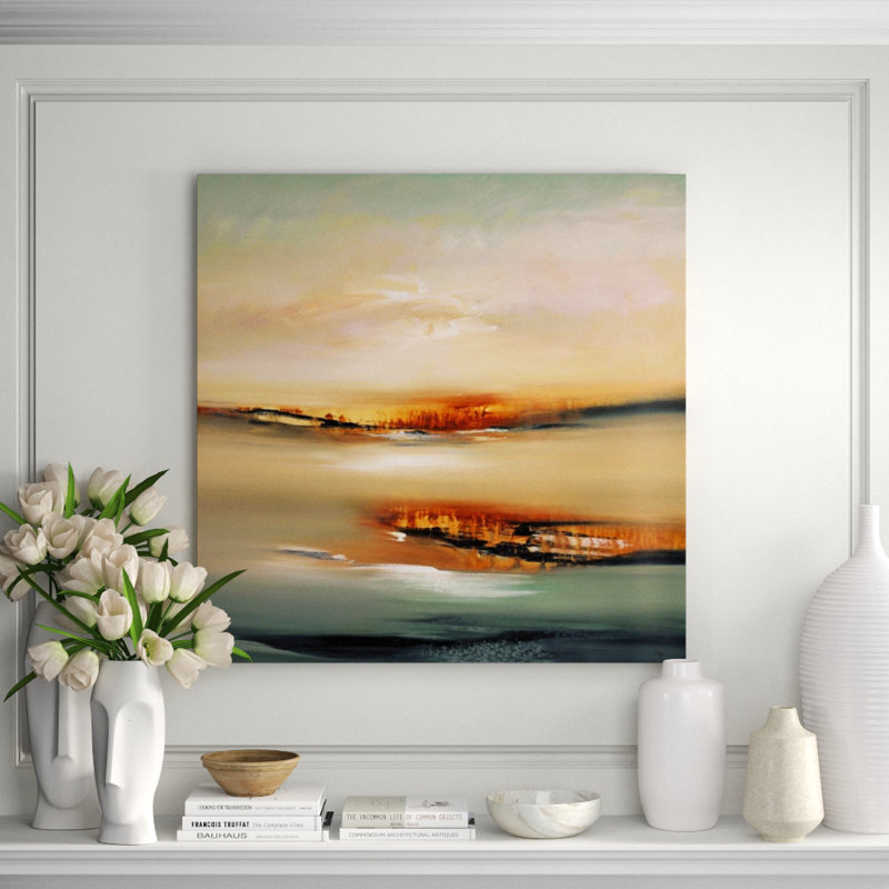 Subtle Scene Painting by Lisa Ridgers, 36" H x 36" W x 1.5" D, Glass Coat