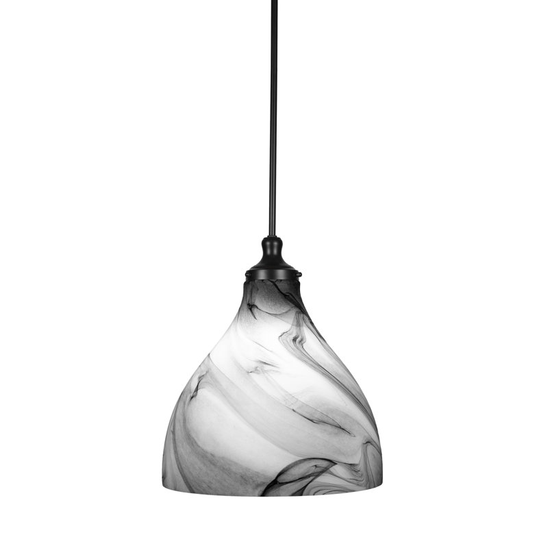 Juno Stem Hung Pendant, 19" H x 16" W x 16" D, Matte Black