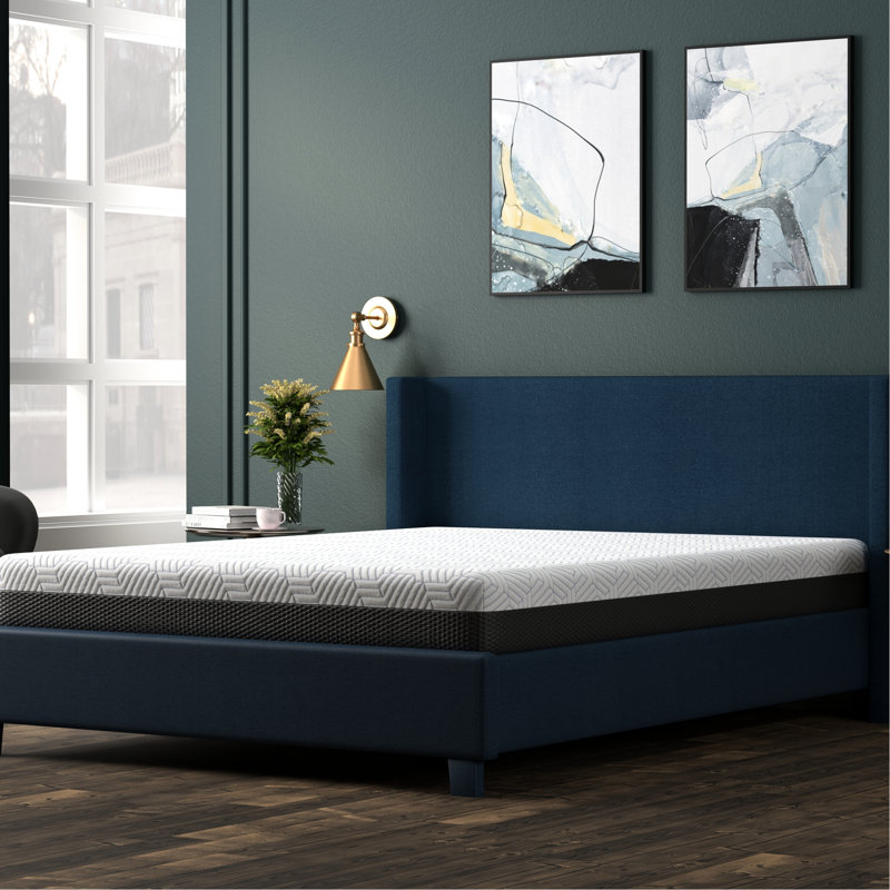 Matelas de refroidissement complet de 8 pouces avec housse à changement de phase, mousse à mémoire de forme I-Gel ventilée, fabrication en mousse, refroidissement blanc-gris ferme, base à densité de 1 po 3 po et 4 po
