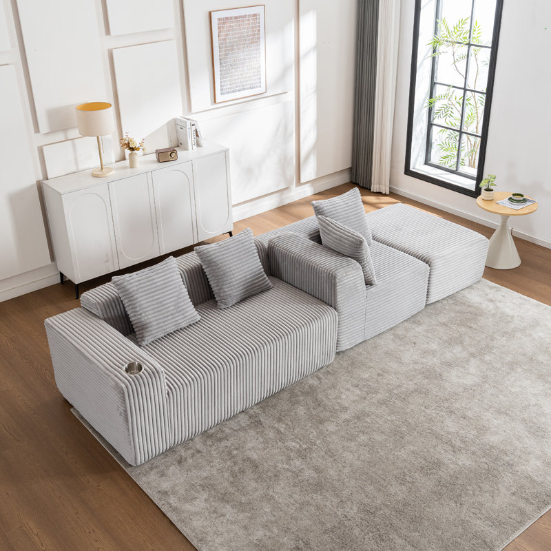 105" Cloud Modular Sectional Couch With L-shape Chaise，no Assembly Required， Comfy Deep Seat Chenille Boneless Couches For Living Room