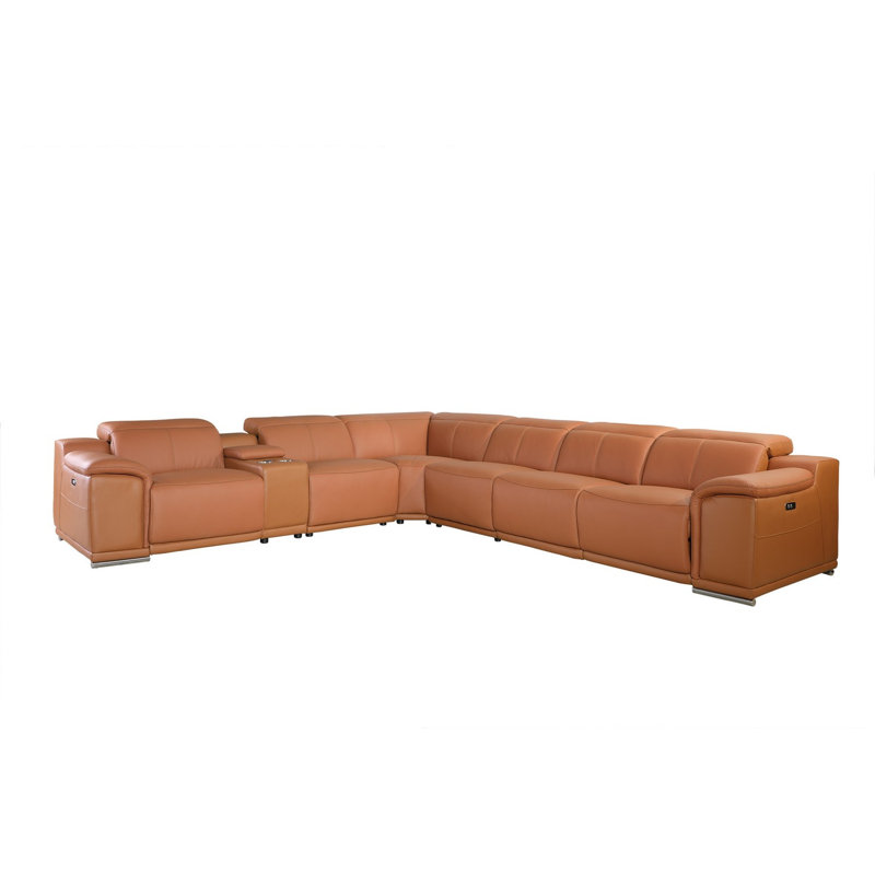Canapé modulaire en U sept pièces avec console Stoneridge, 35'' H x 123'' W x 138'' D, Rembourrage en mousse couleur chameau